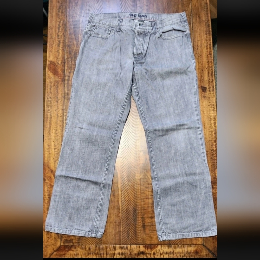 Old Navy Vintage Mens Boot Cut Jeans 34x30 Dark Grey Denim